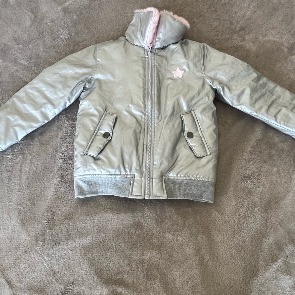Buffalo David Bitton Silver Jacket with Pink Fur Collar